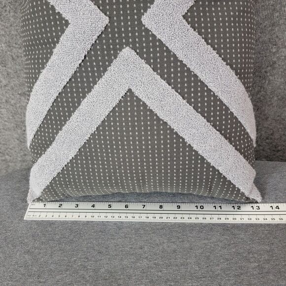 Frye Throw Pillow Gray Contemporary Textured Zippered Side Rectangle 18x13 - Picture 5 of 9